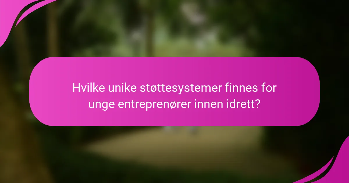 Hvilke unike støttesystemer finnes for unge entreprenører innen idrett?